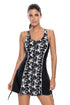 Monochrome Panel Front Black 1pc Swimdress